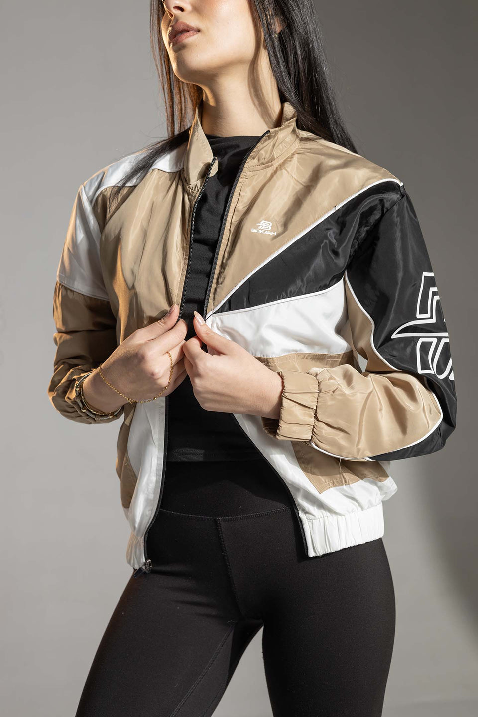 Beige Colorblock Sport Jacket