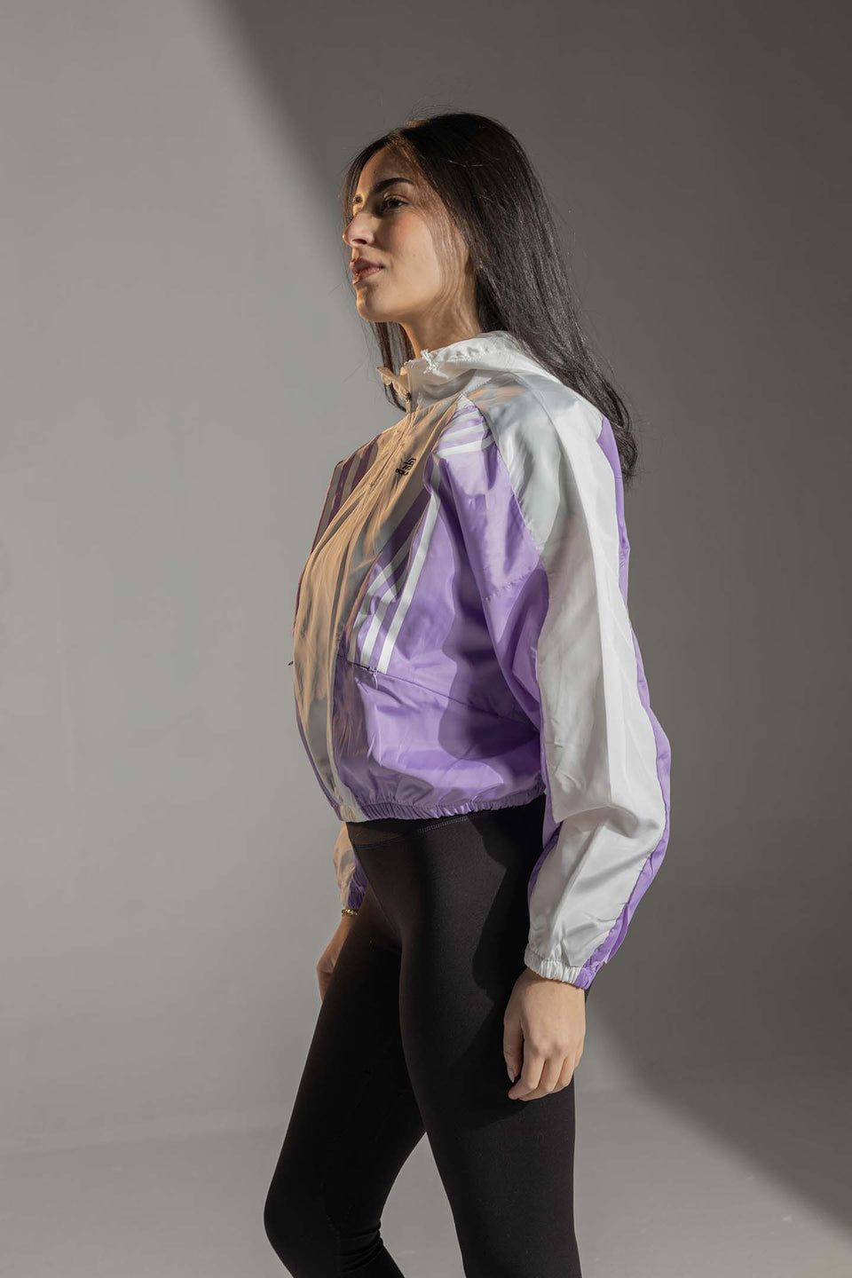 Purple Cropped Sport Windbreaker