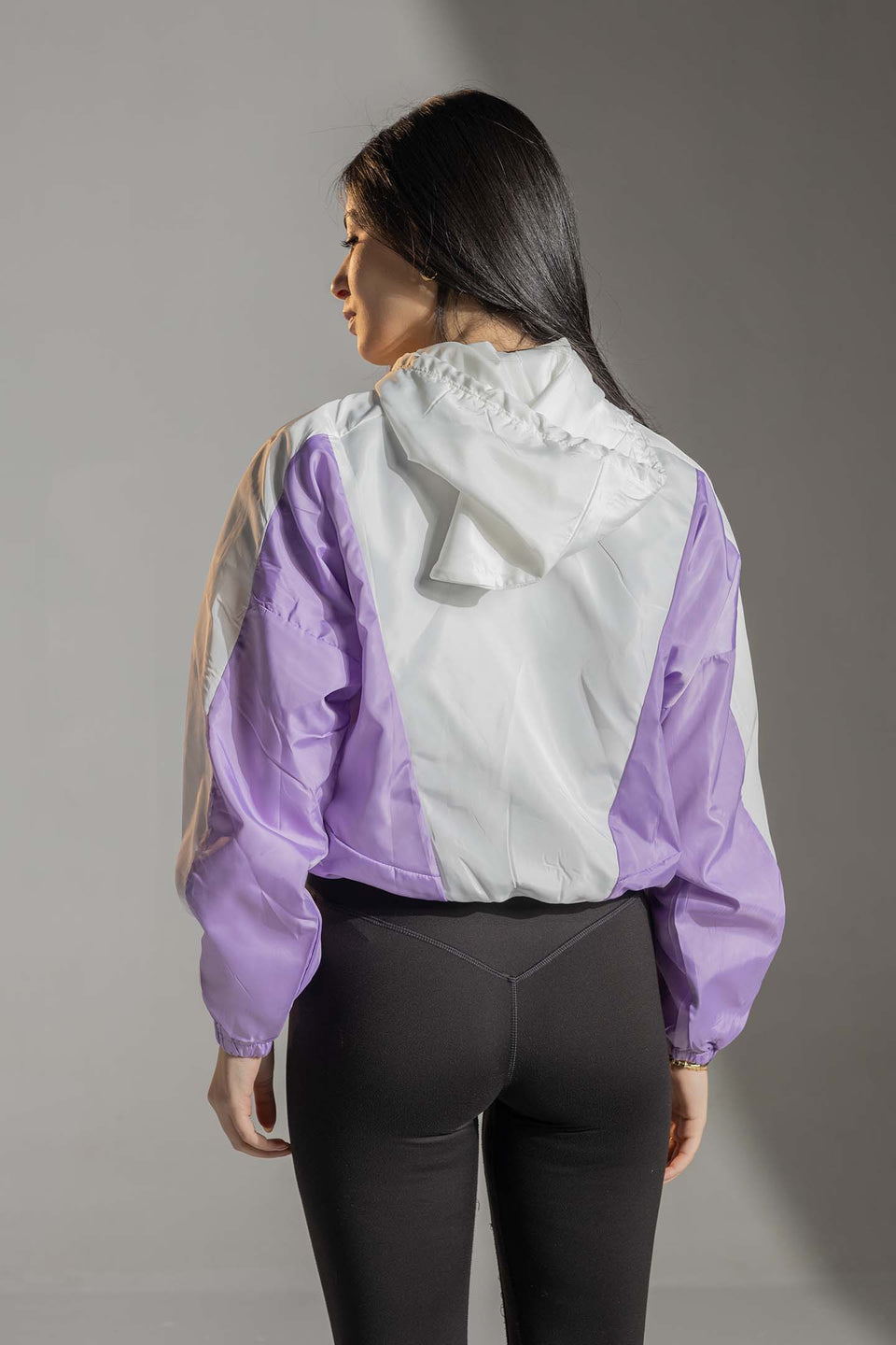 Purple Cropped Sport Windbreaker