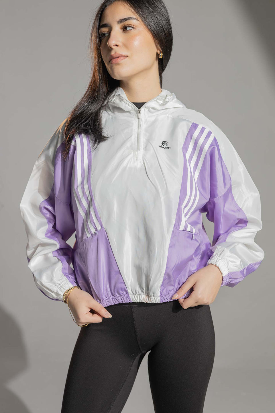 Purple Cropped Sport Windbreaker