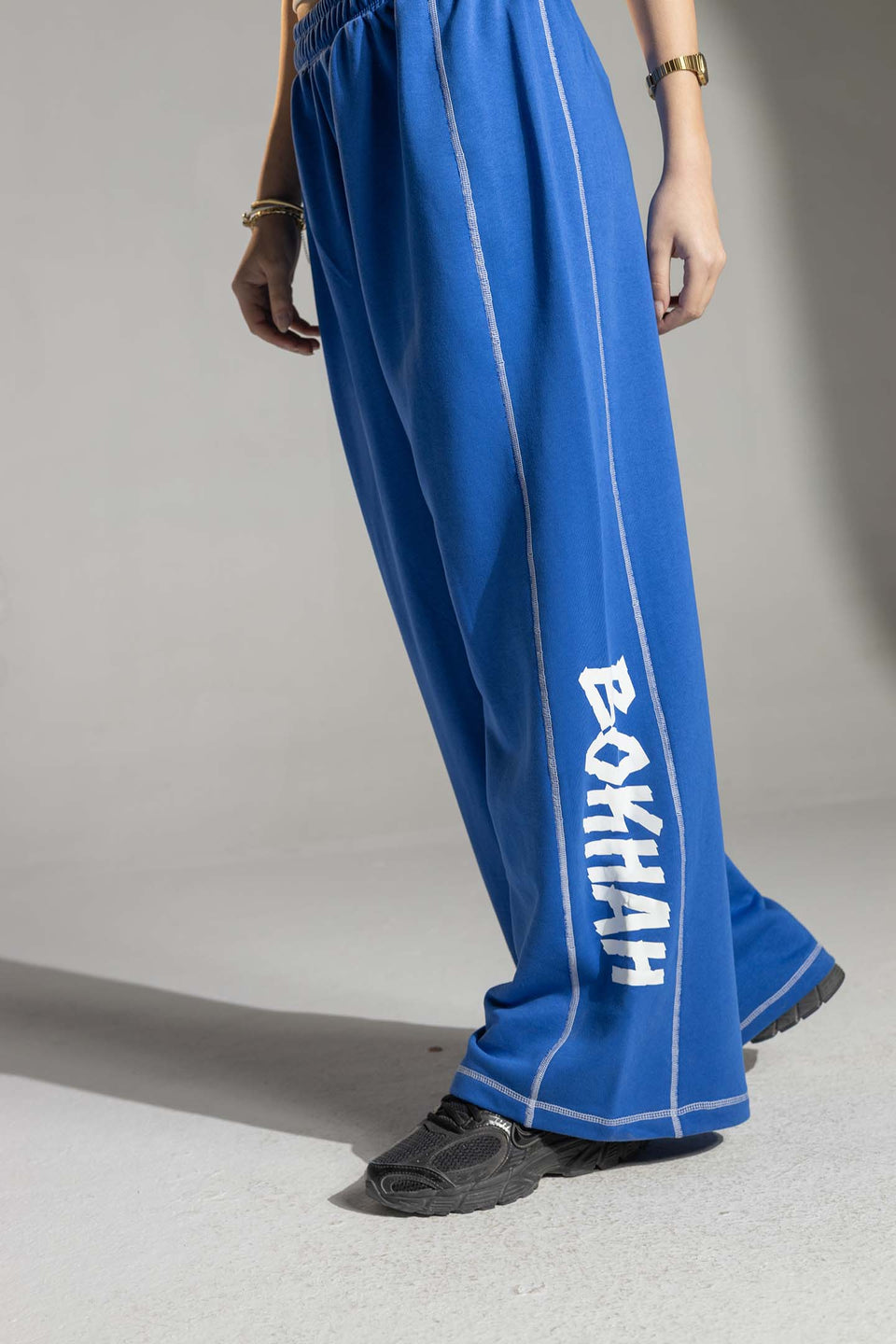 Blue Oversized Wide-Leg Sweatpants