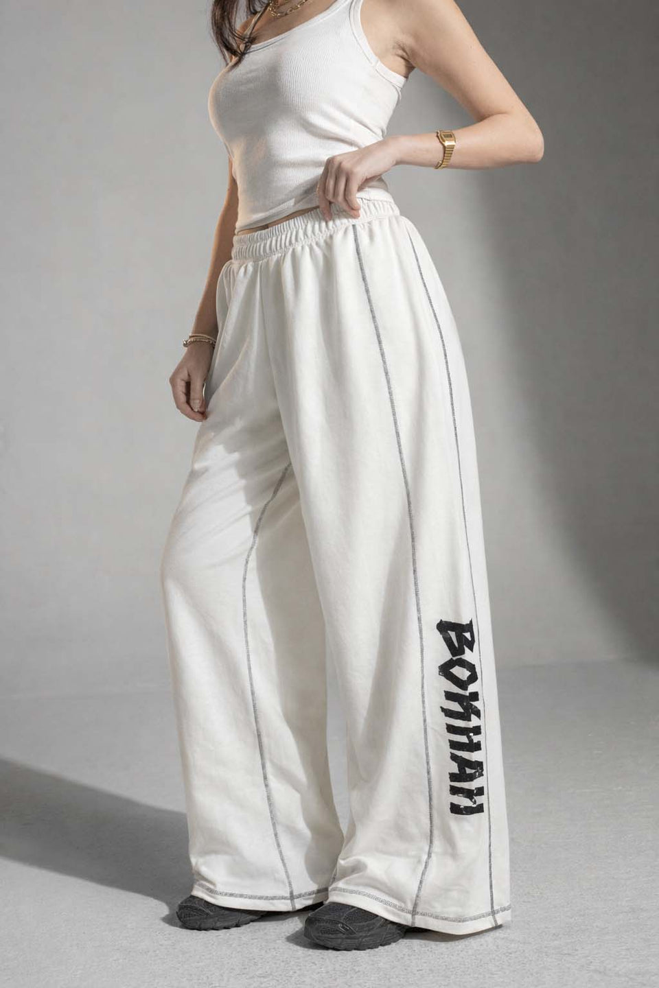 White Oversized Wide-Leg Sweatpants