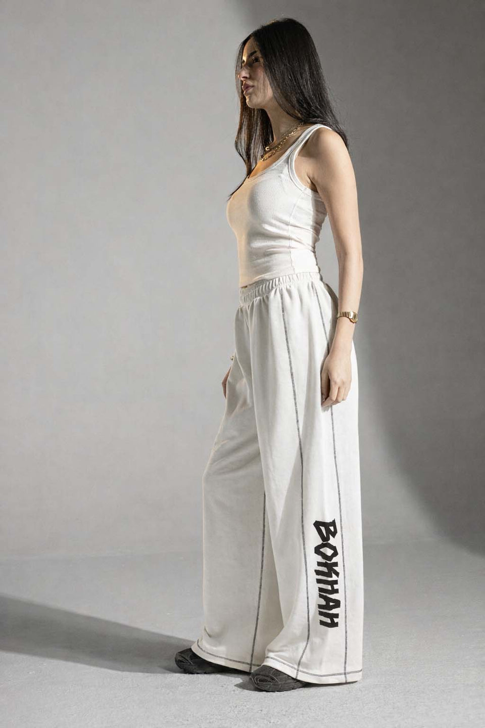 White Oversized Wide-Leg Sweatpants