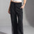 Black Side-Stripe Wide-Leg Track Pants