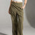 Olive Side-Stripe Wide-Leg Track Pants