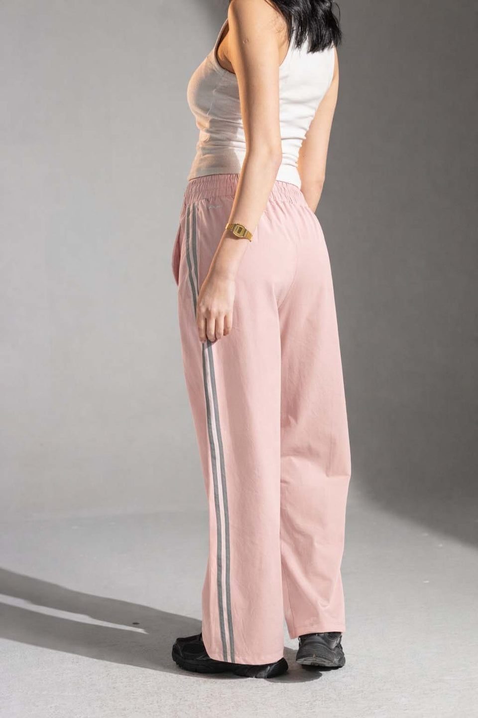 Rose Side-Stripe Wide-Leg Track Pants
