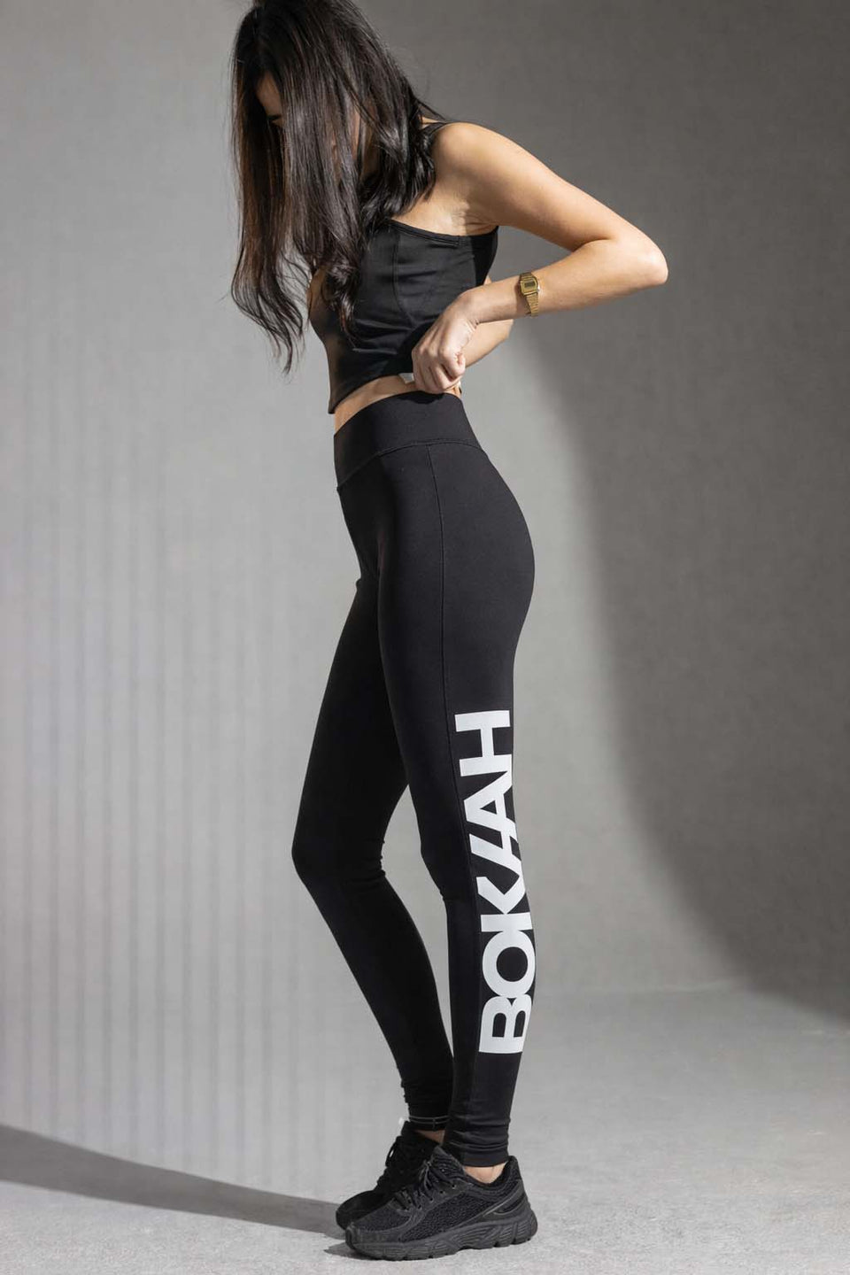 Black Logo Print Leggings