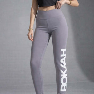 Grey Logo Print Leggings