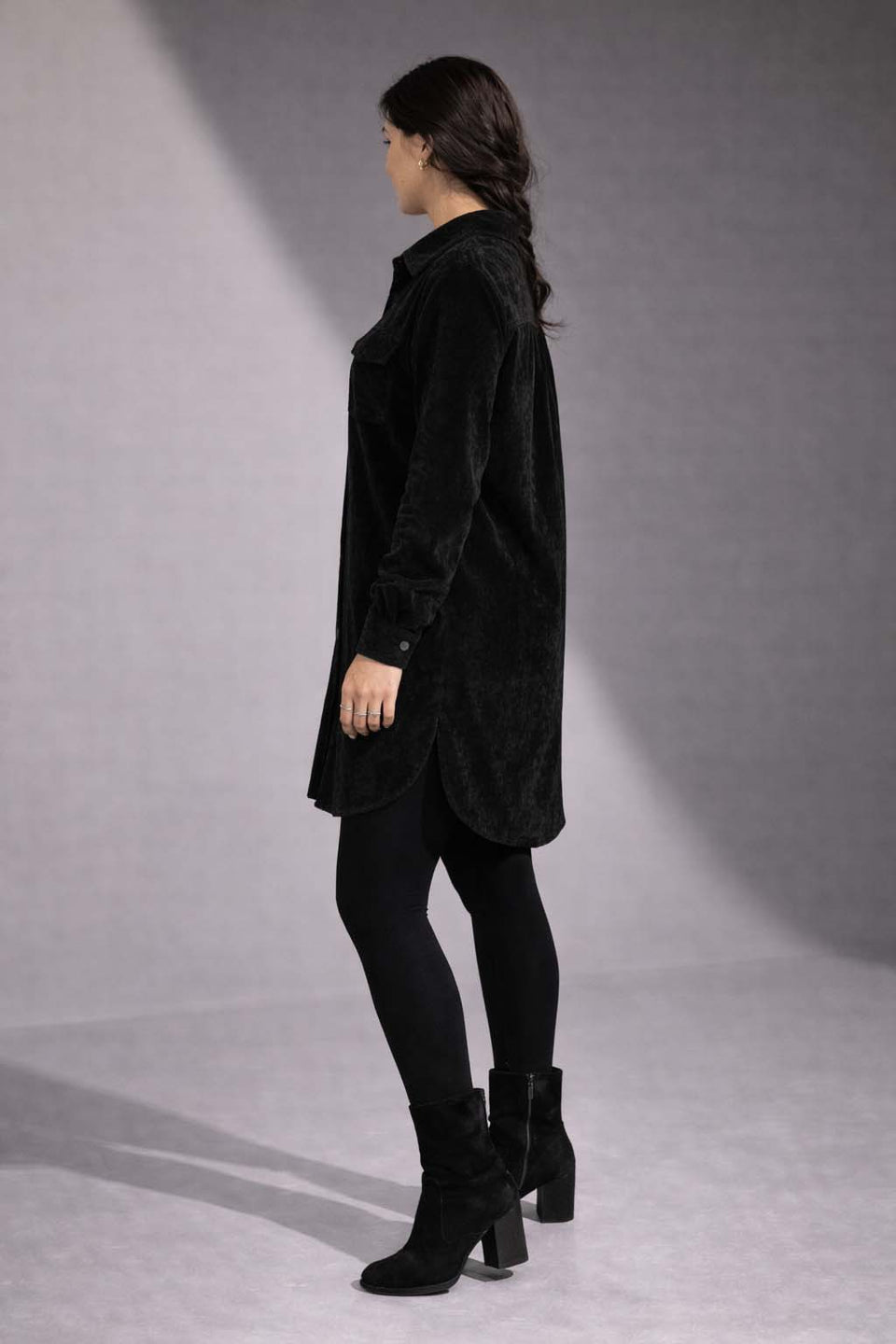 Black Velvet Shirt Dress