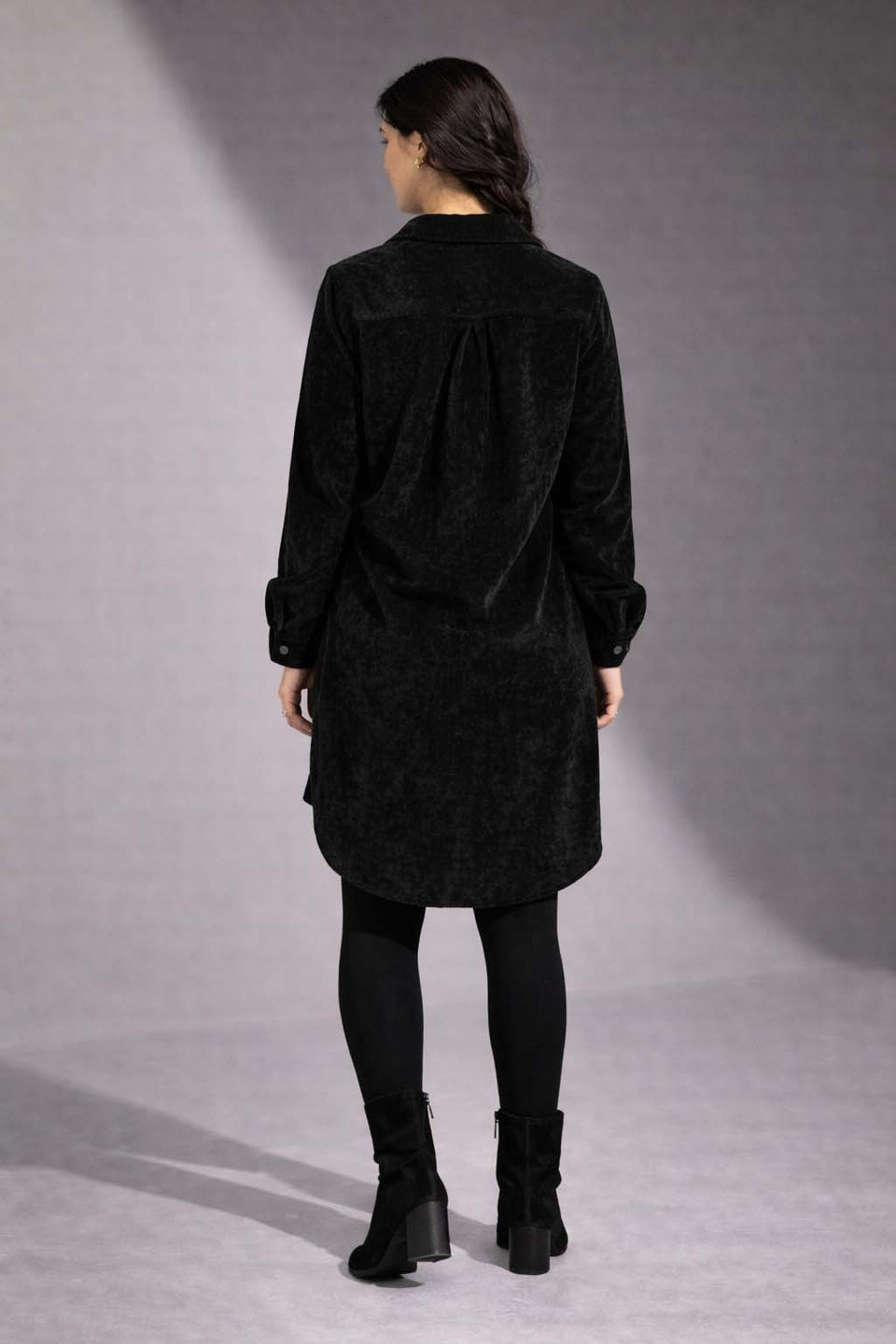 Black Velvet Shirt Dress