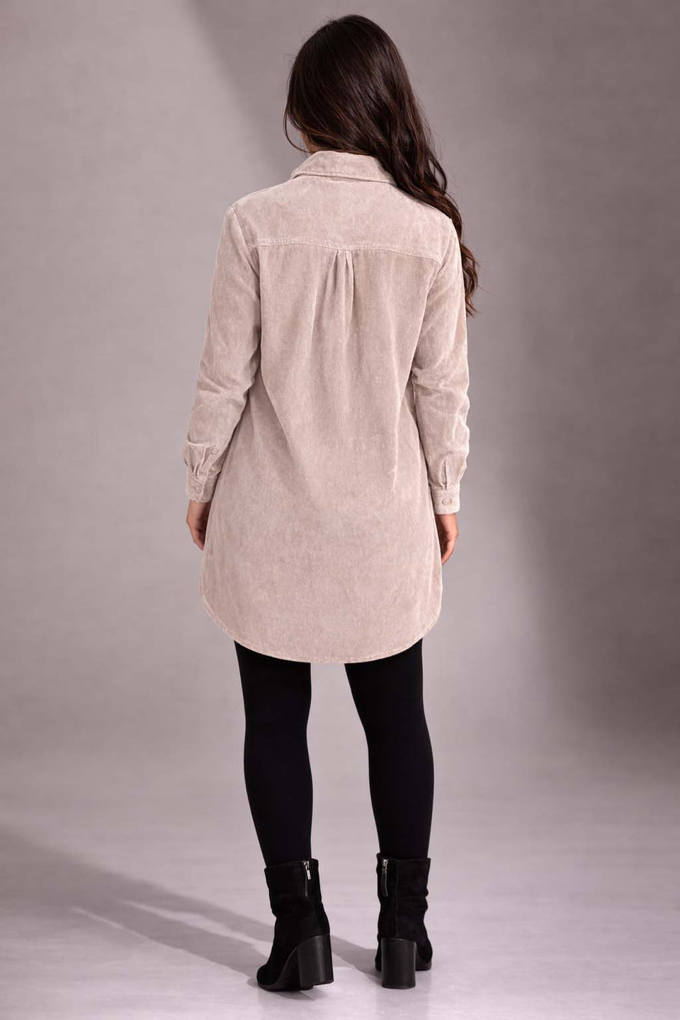 Off White Velvet Shirt Dress