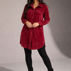 Red Velvet Shirt Dress