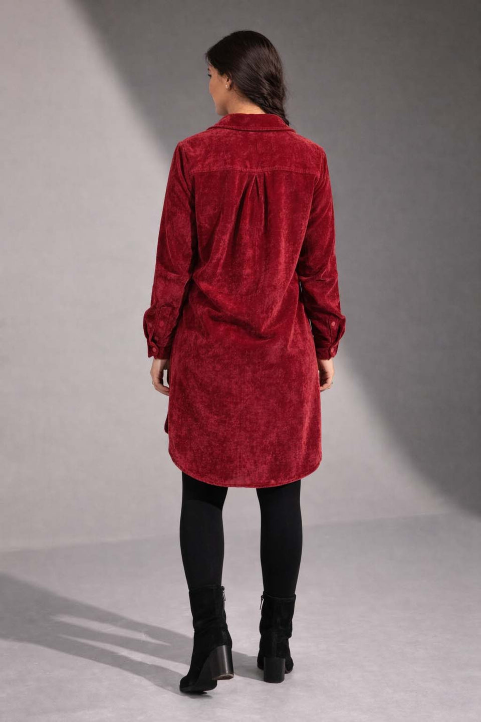 Red Velvet Shirt Dress