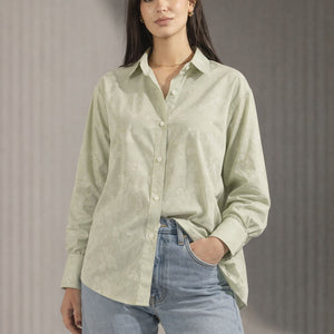 Mint Patterned Striped Cuff Shirt