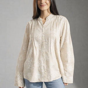 Beige Floral Printed Blouse