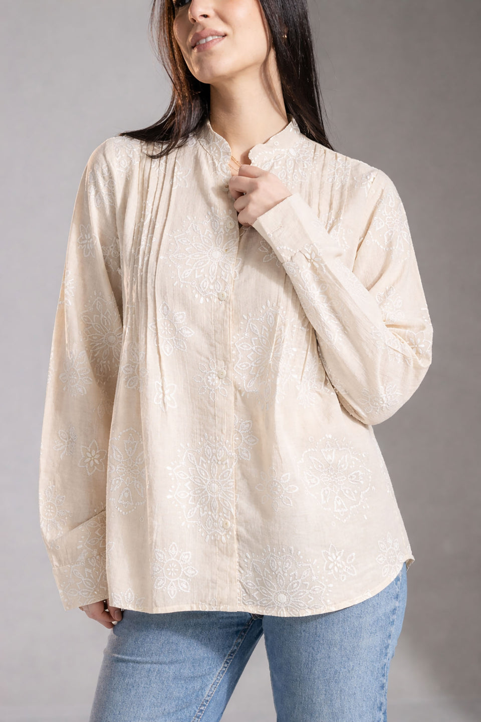 Beige Floral Printed Blouse