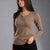Coffe Ruched Long Sleeve Top