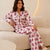 Purple Floral Print Satin Lounge Set