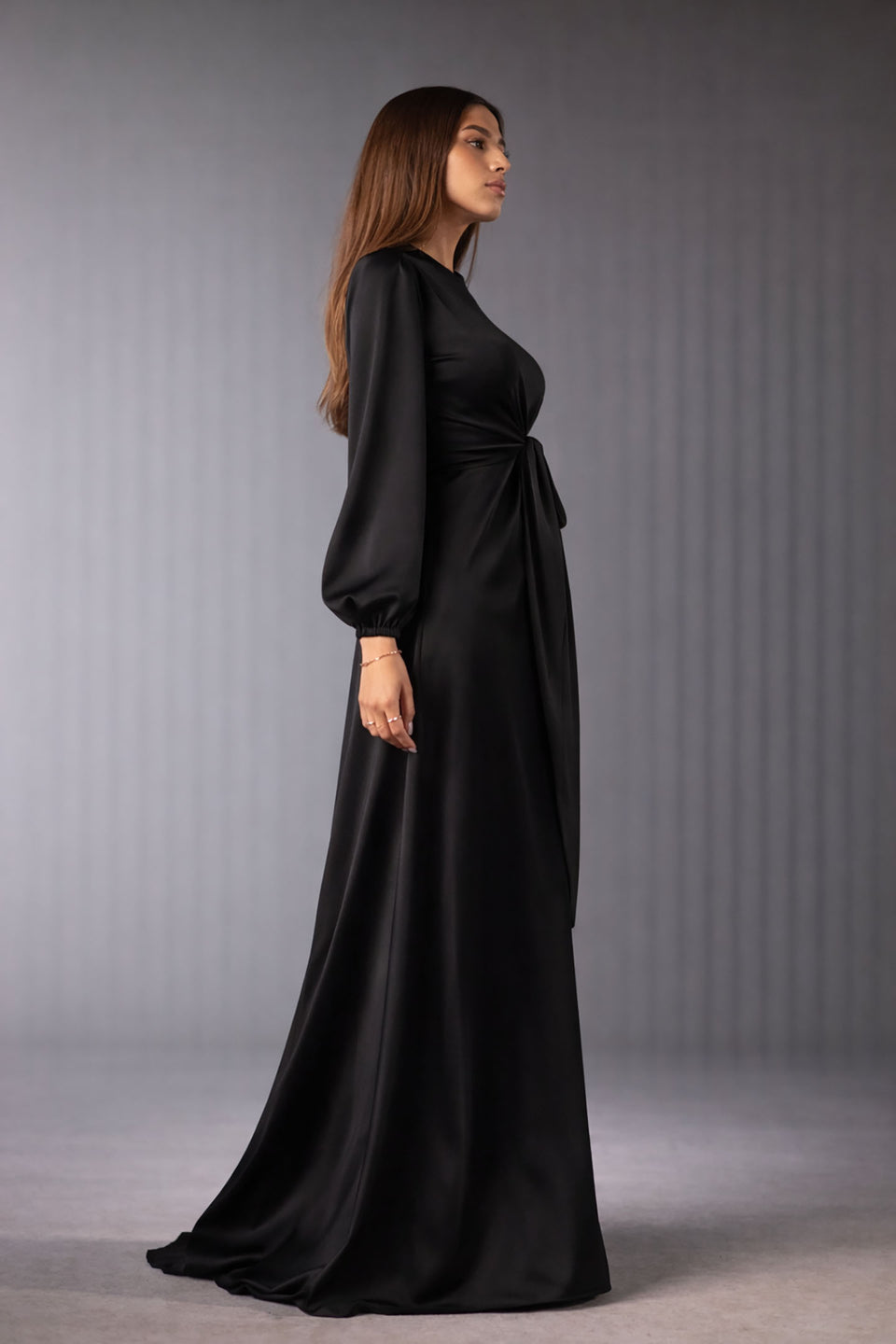 Black Wrap Satin Blouse