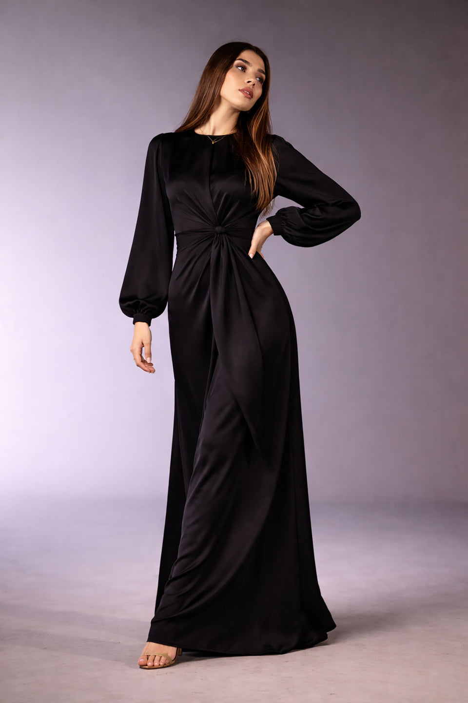 Black Wrap Satin Blouse