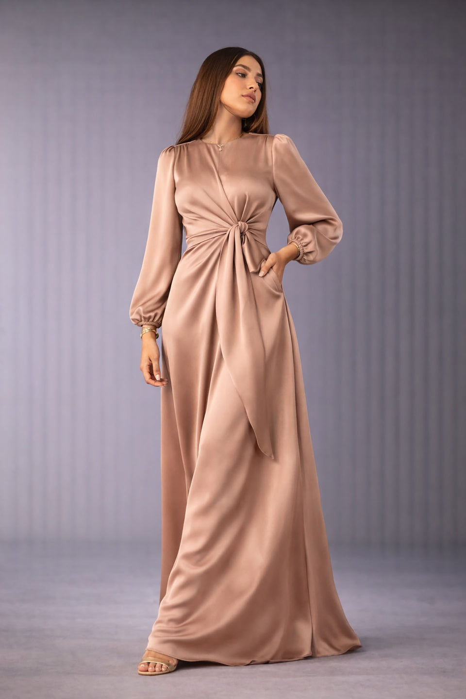 Coffe Wrap Satin Blouse