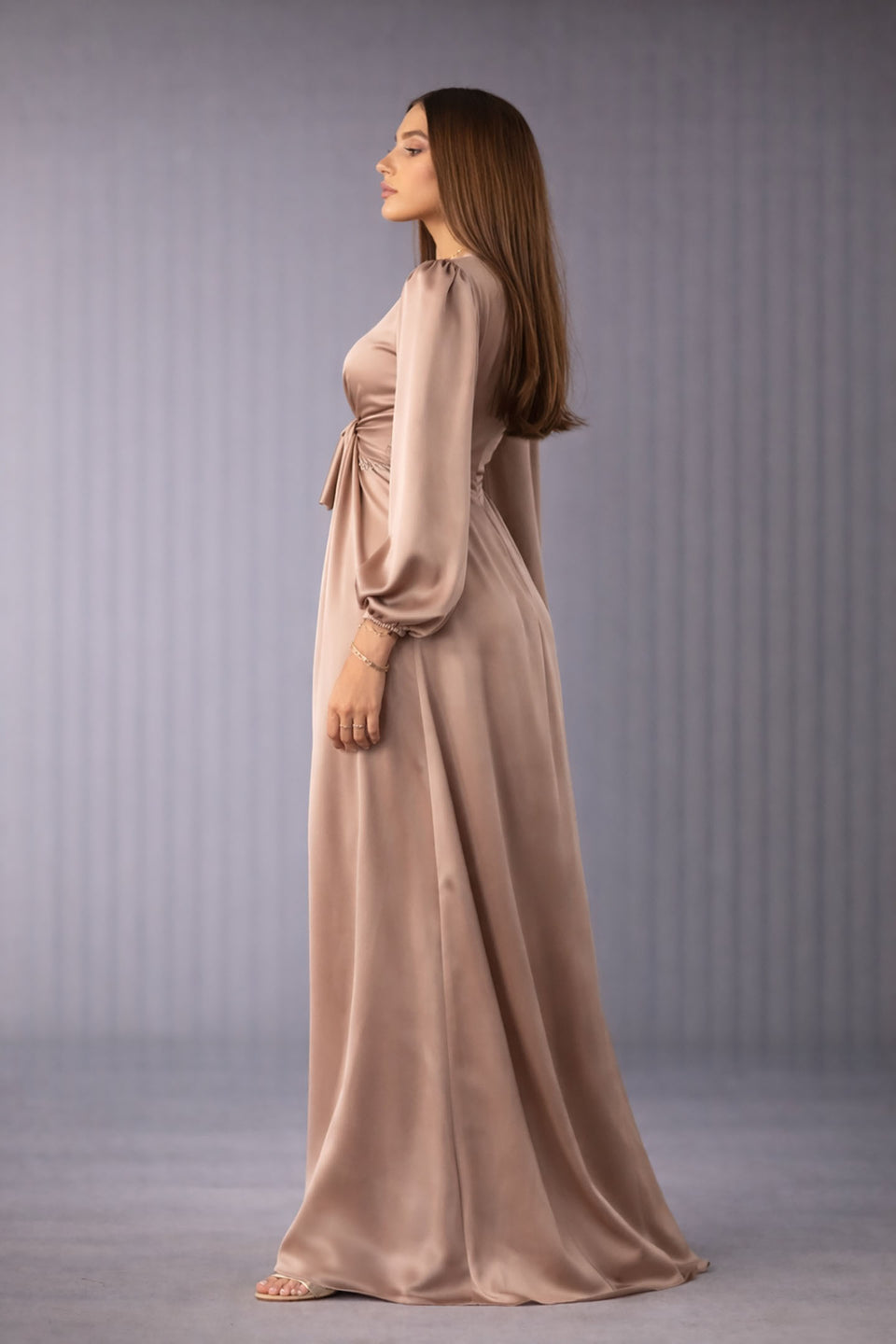 Coffe Wrap Satin Blouse