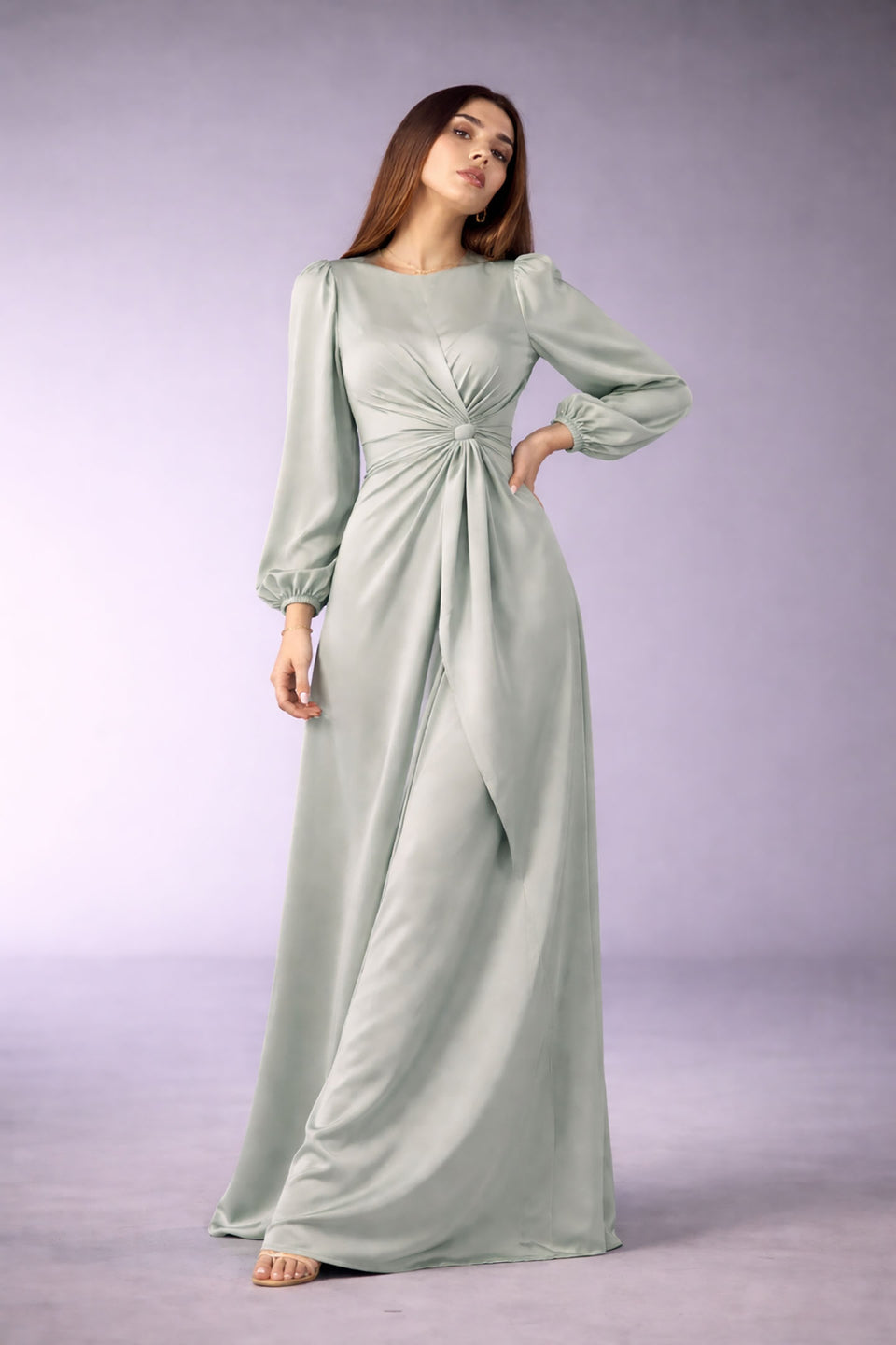 Mint Wrap Satin Blouse