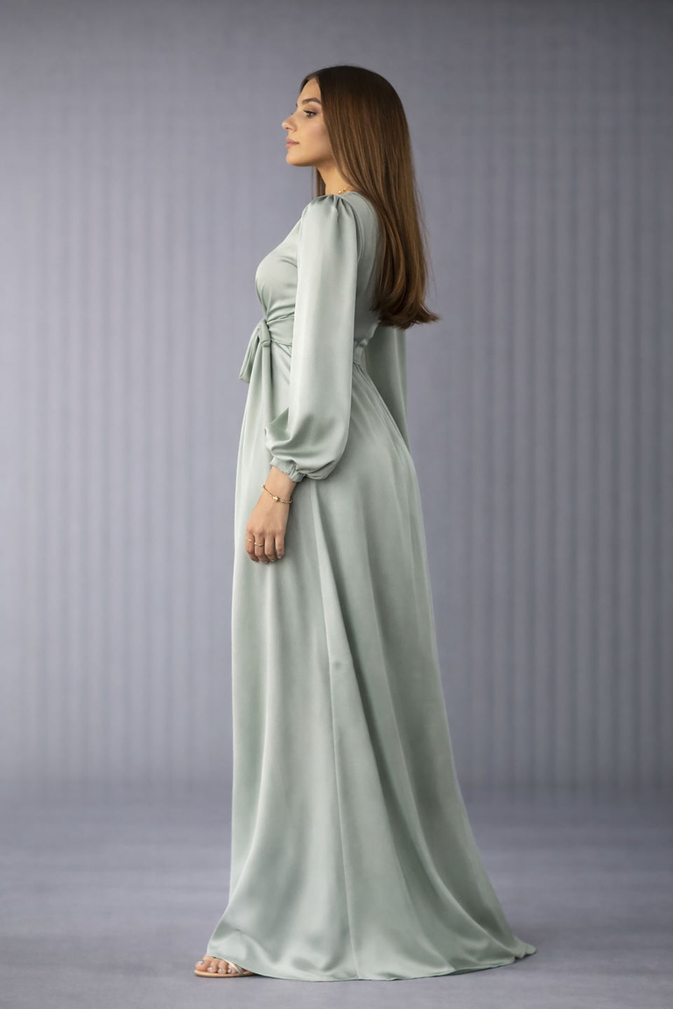 Mint Wrap Satin Blouse