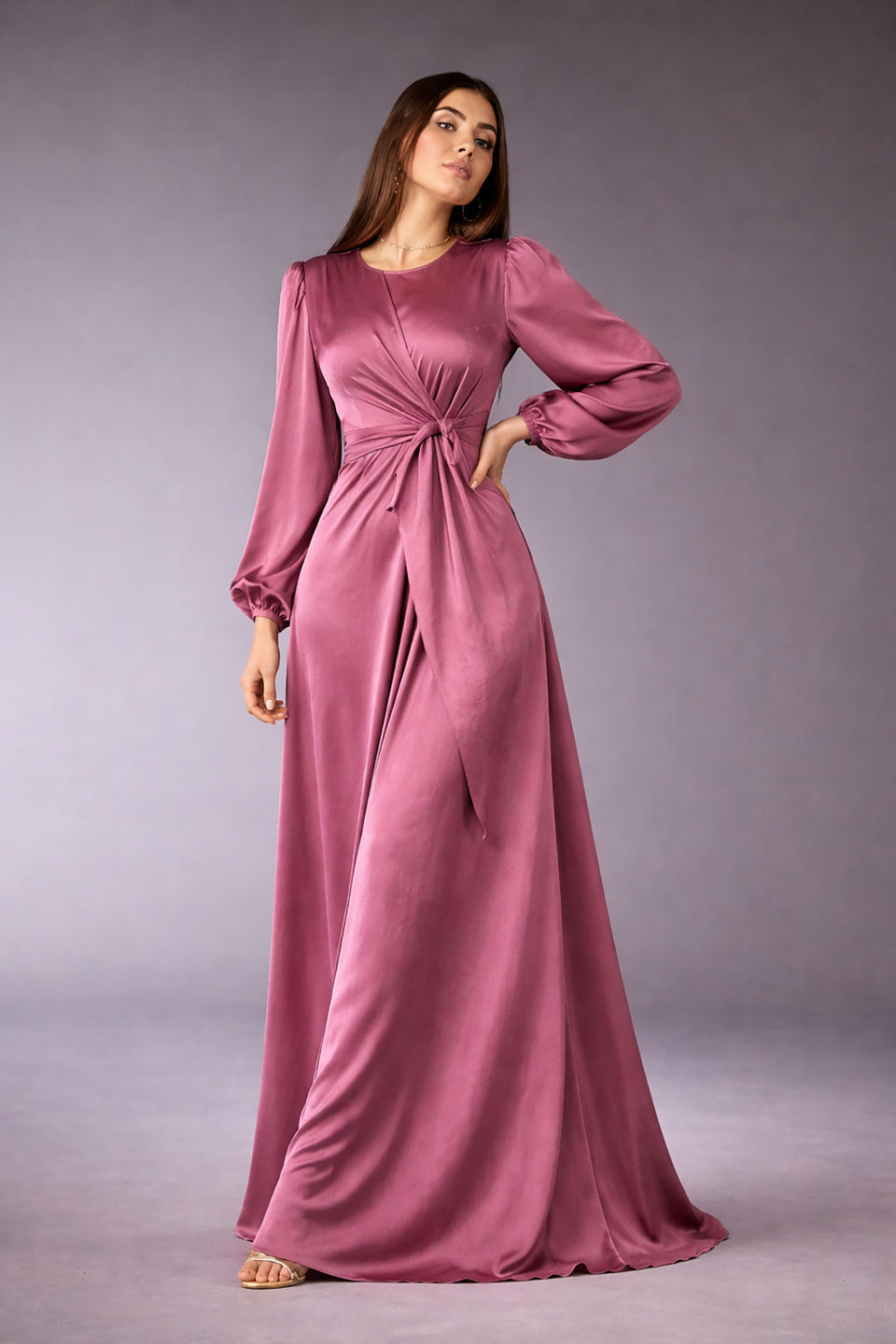 Purple Wrap Satin Blouse