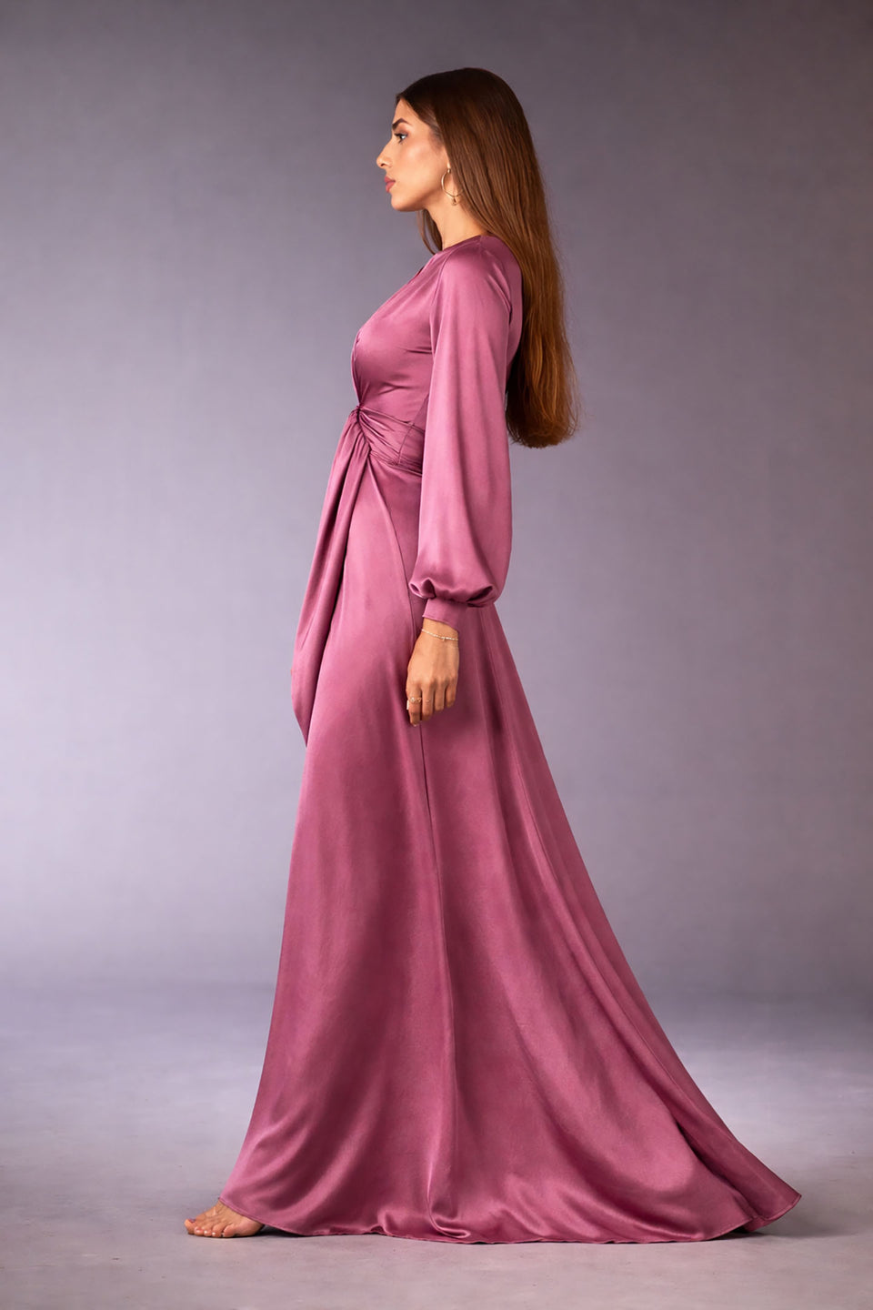 Purple Wrap Satin Blouse