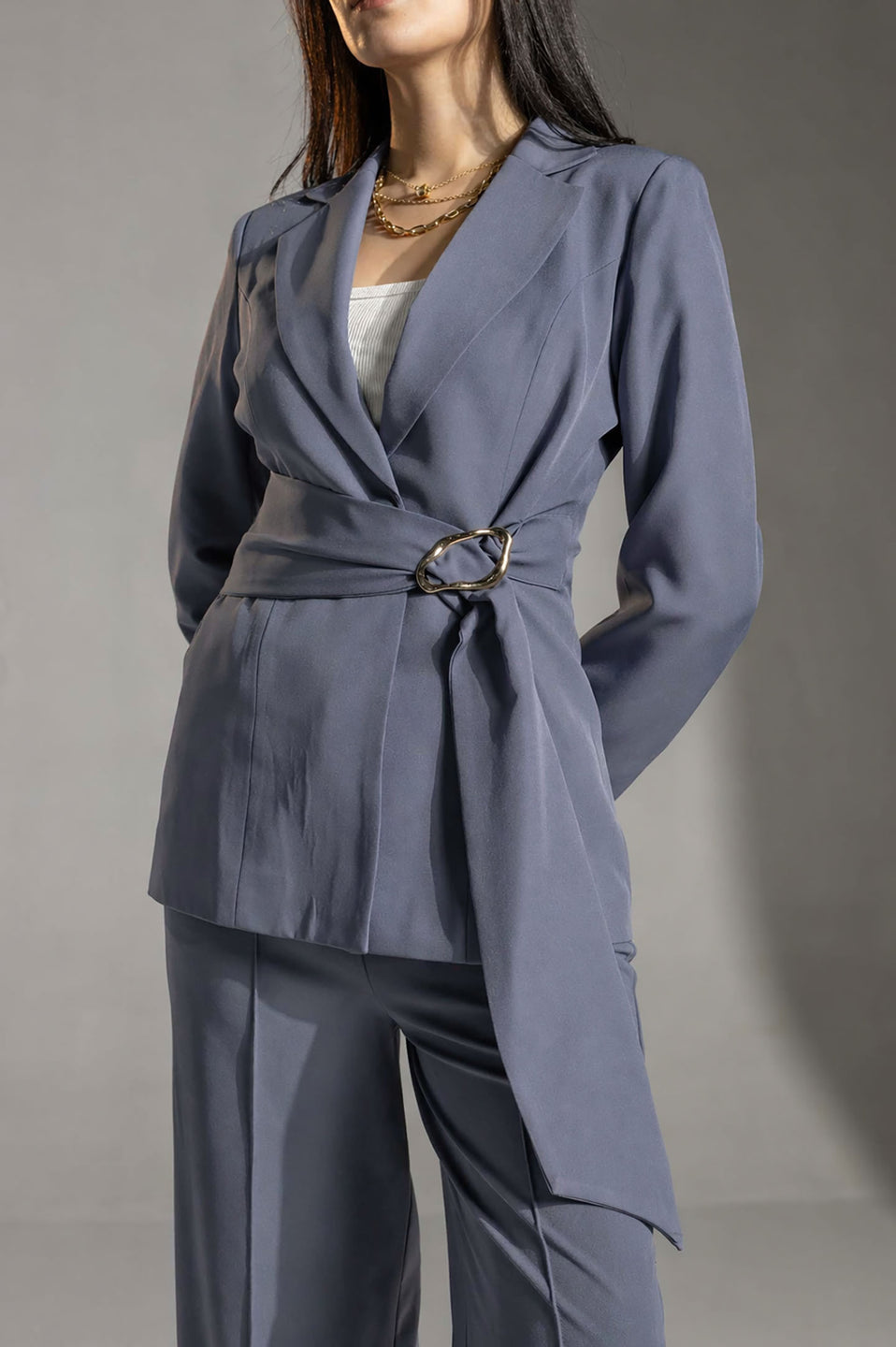 Dusty Blue Rosalyn Premium Tailored Blazer
