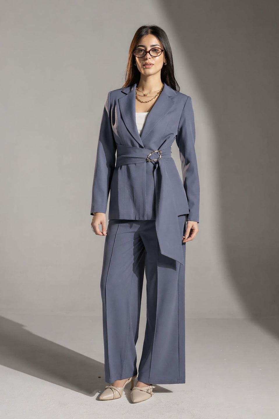 Dusty Blue Rosalyn Premium Tailored Blazer