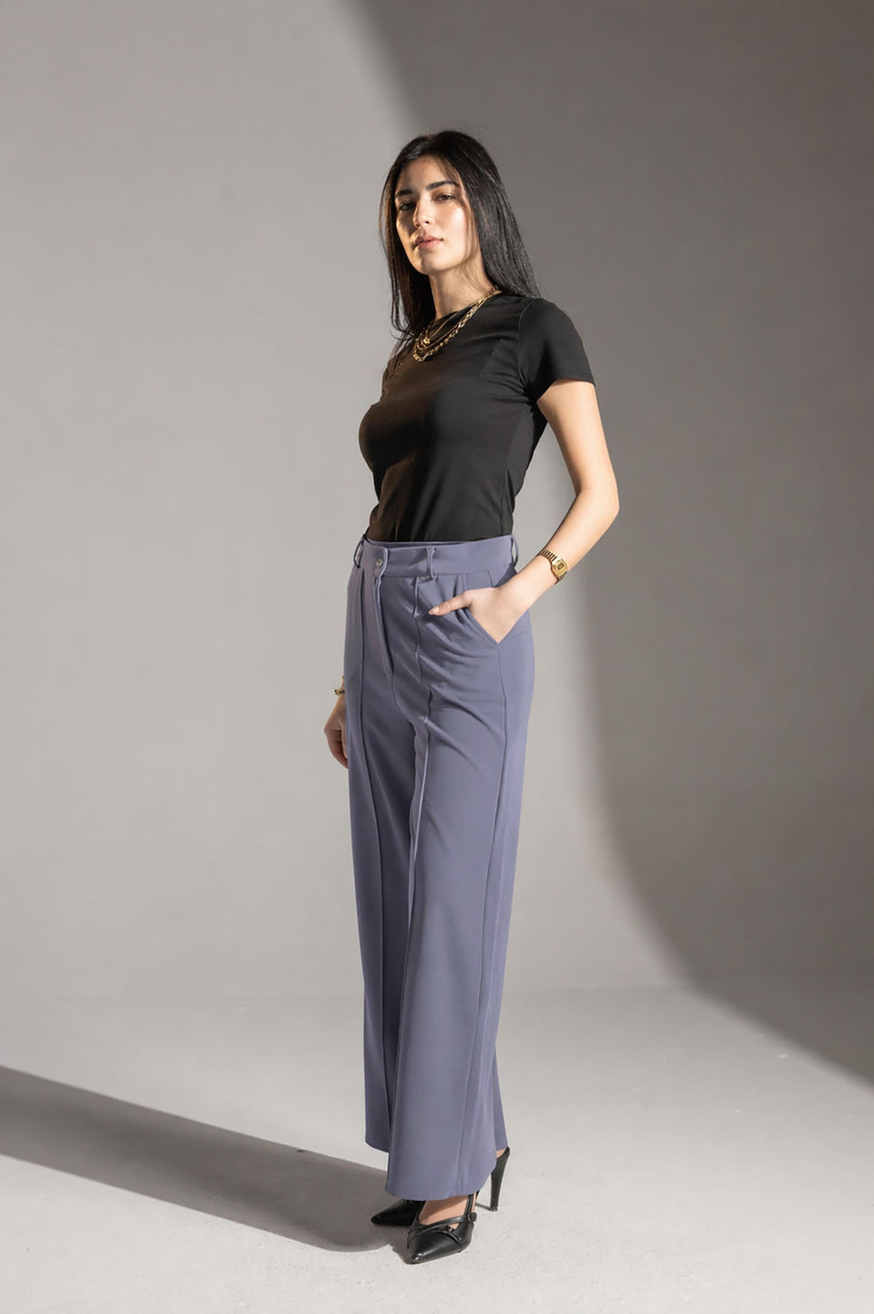 Dusty Blue Rosalyn Premium Tailored Pants