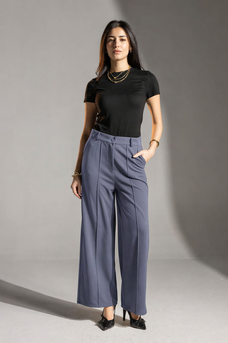 Dusty Blue Rosalyn Premium Tailored Pants