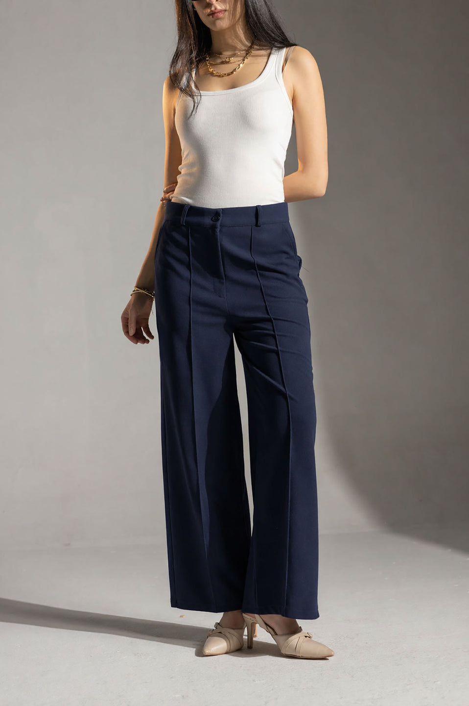 Navy Rosalyn Premium Tailored Pants
