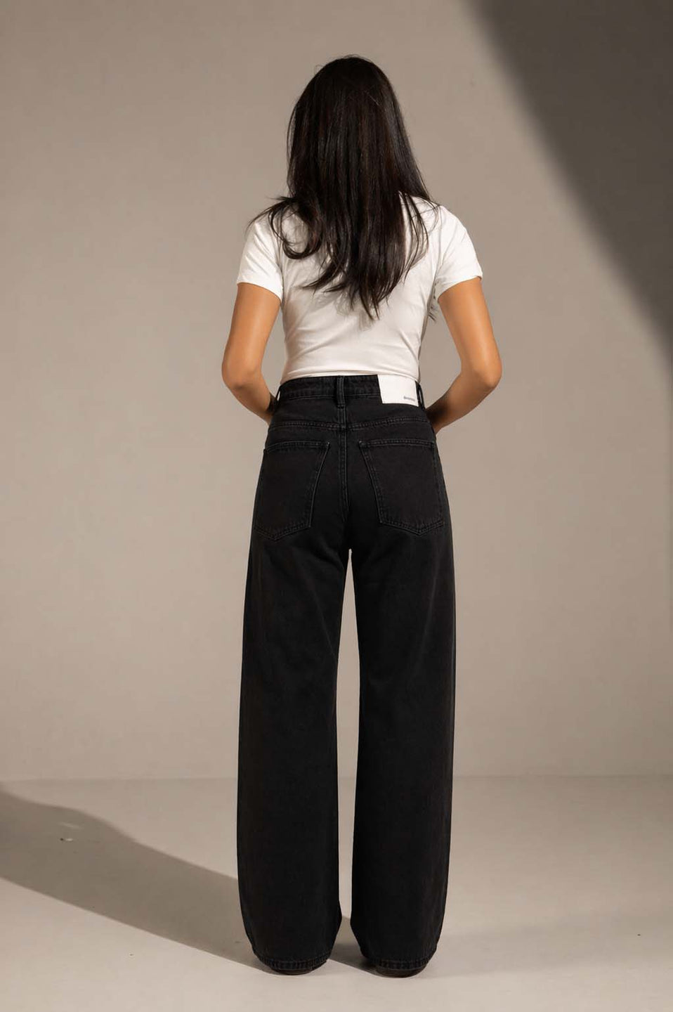 Black Mid Rise Wide leg Jeans