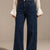 Navy Mid Rise Wide leg Jeans