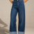 Dark Jeans Raw Hem High-Waist Wide-Leg Jeans