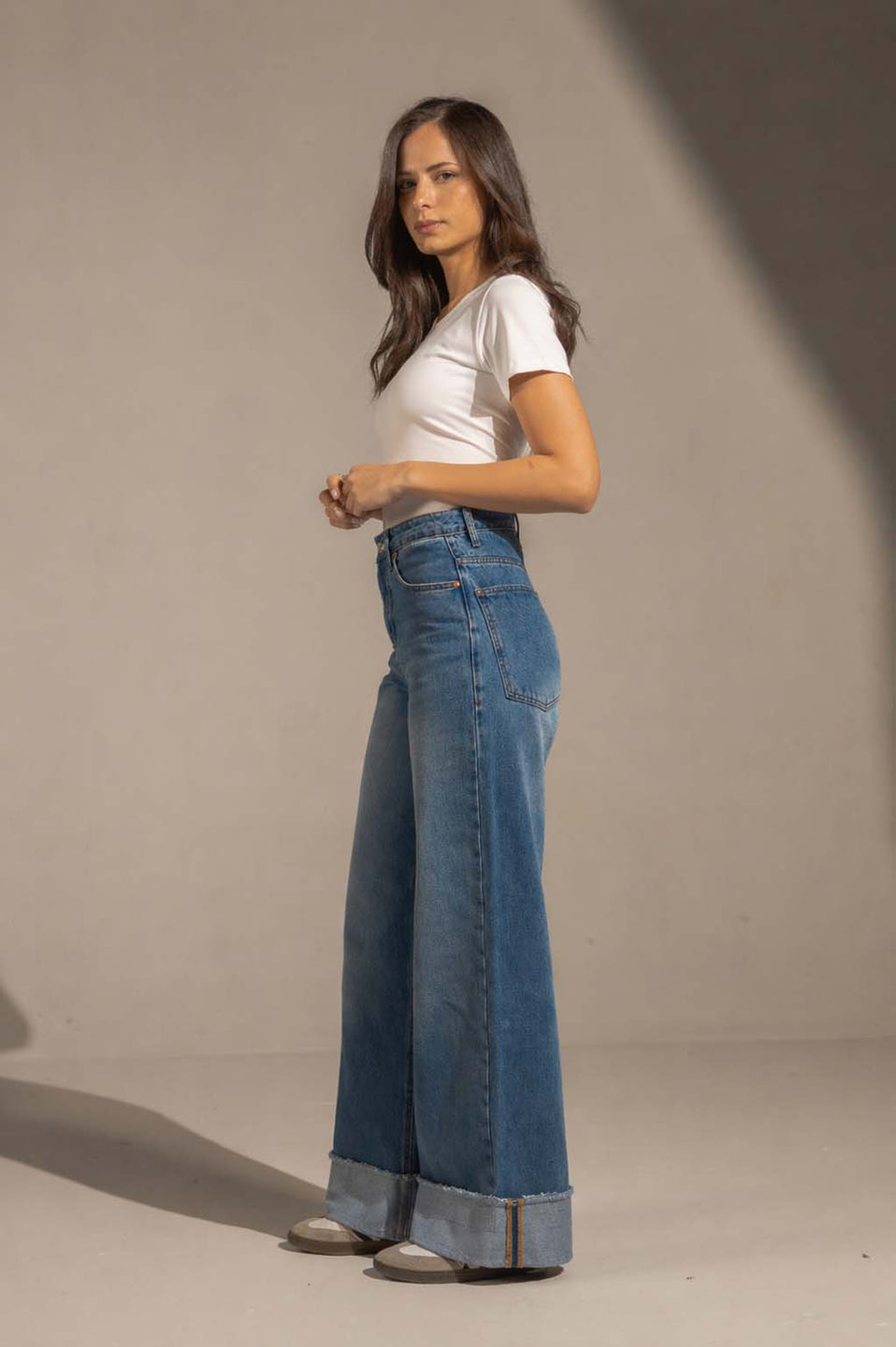 Jeans Raw Hem High-Waist Wide-Leg Jeans