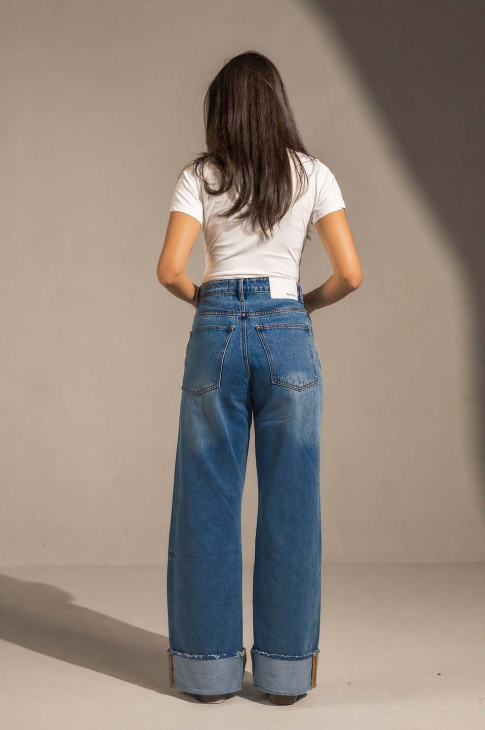 Jeans Raw Hem High-Waist Wide-Leg Jeans