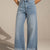 Light Jeans Raw Hem High-Waist Wide-Leg Jeans