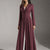 Burgundy Pinstriped TR Tied Back Dress