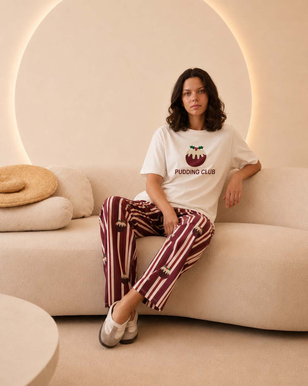 Burgundy Pudding Club Pajama Set
