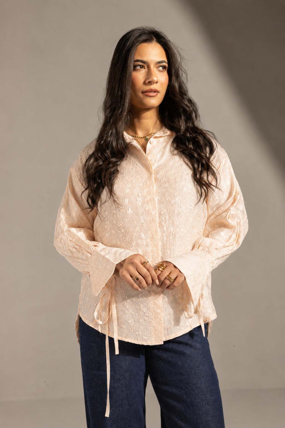 Rose Textured Embroidered Blouse