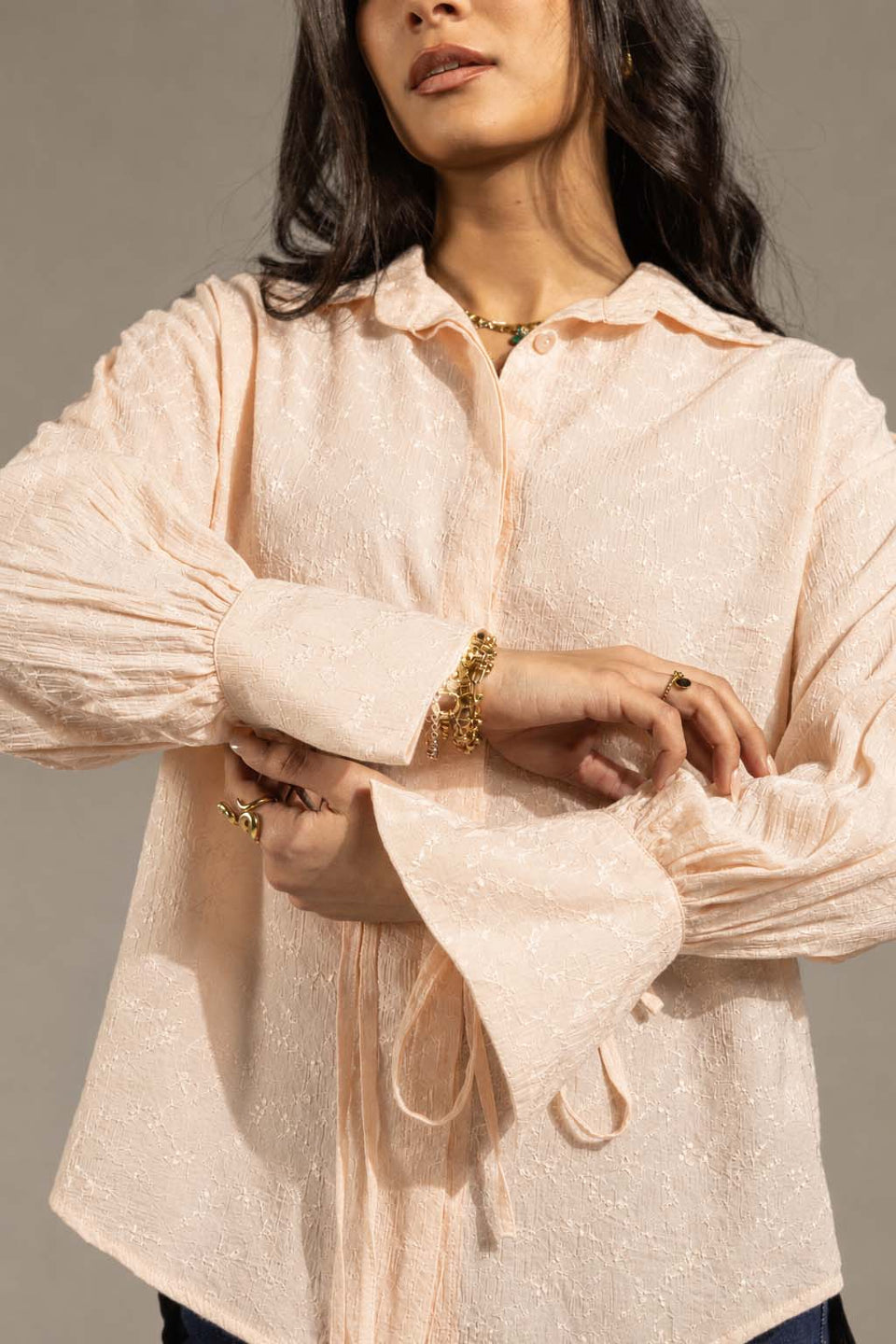 Rose Textured Embroidered Blouse