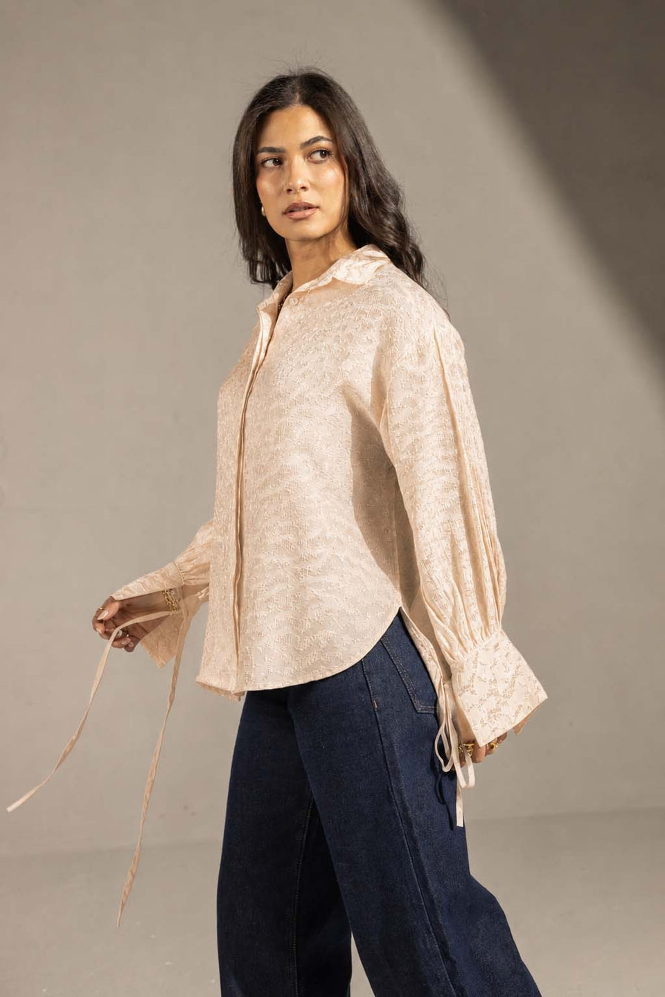 Rose Textured Embroidered Blouse