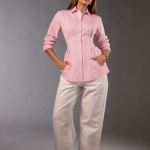 Rose Striped Tie-Back Shirt