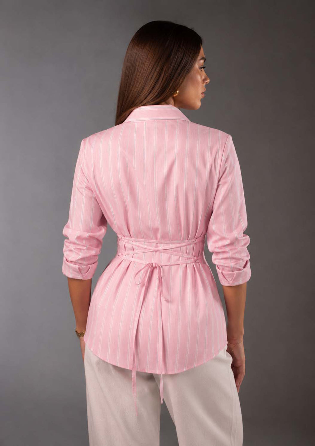 Rose Striped Tie-Back Shirt