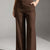 Brown Pinstripe Wide-Leg Pants