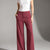 Burgundy Pinstripe Wide-Leg Pants